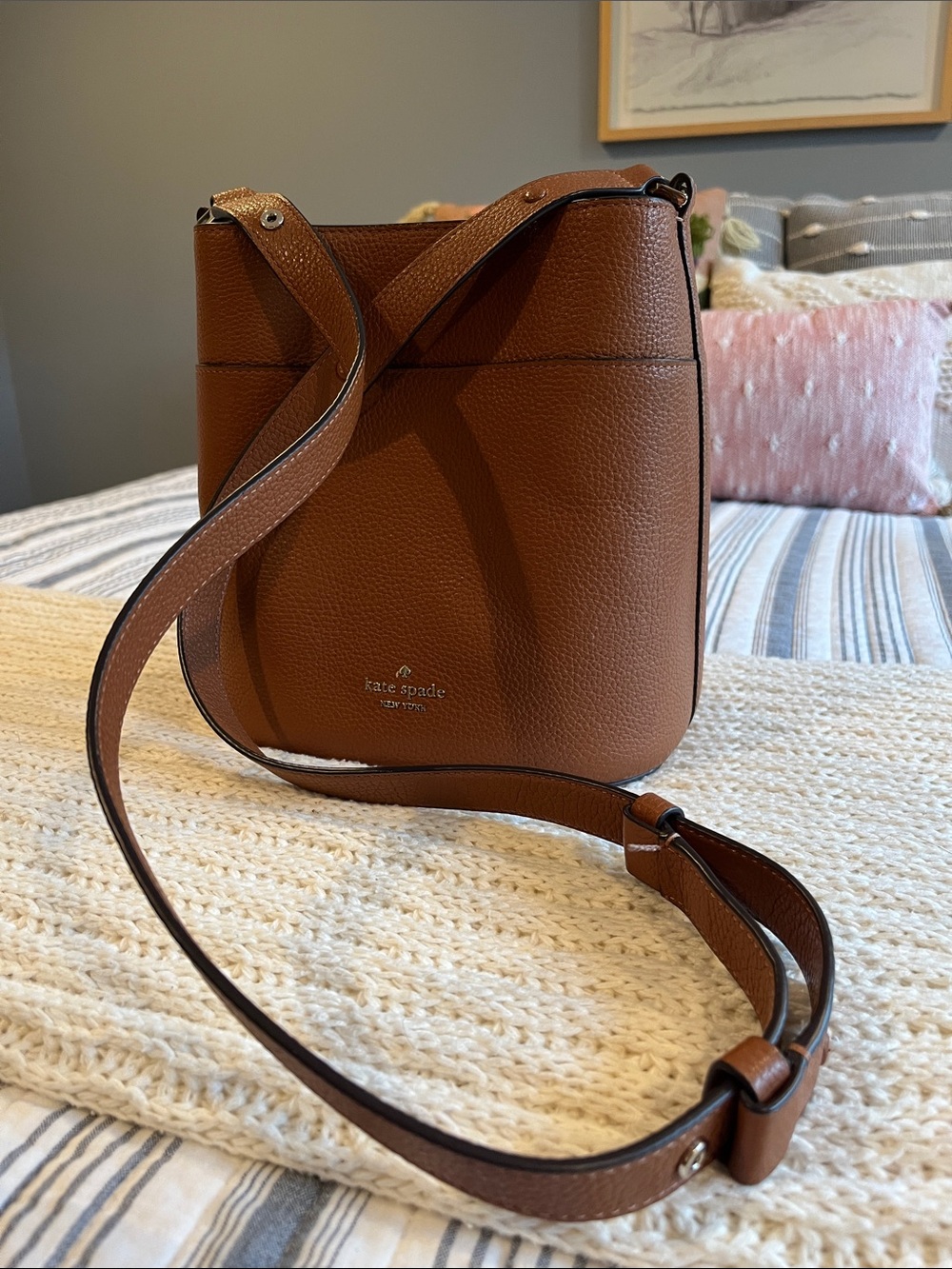 kate spade Brown Pebbled Leather Bucket Crossbody - Picture 9 of 9